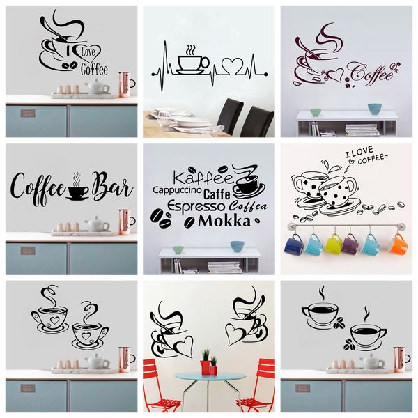 Kaffee Vinyl Wand Aufkleber Home Decor für Küche Wohnzimmer Café Dekoration Wand Aufkleber Home Decor