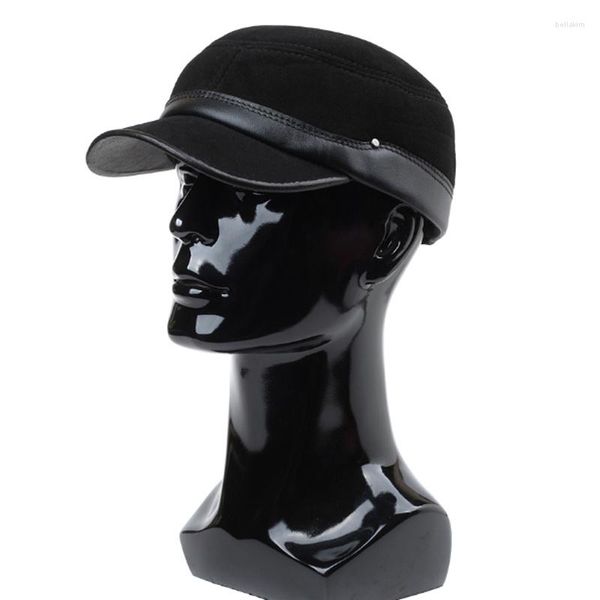 Cappellini da baseball 2023 Berretto da baseball in pelle di pecora di alta qualità Caldo pelle scamosciata Autunno Inverno Moda Casual Lettera Cappello in pelle Orecchie Uomo Wome