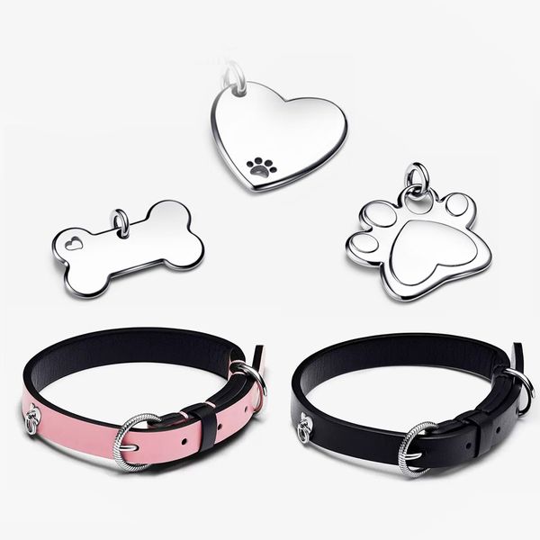 Ciondolo a forma di zampa di cane a forma di cuore in argento sterling 925 con simpatico ciondolo a forma di animale domestico, con logo originale. Spedizione gratuita