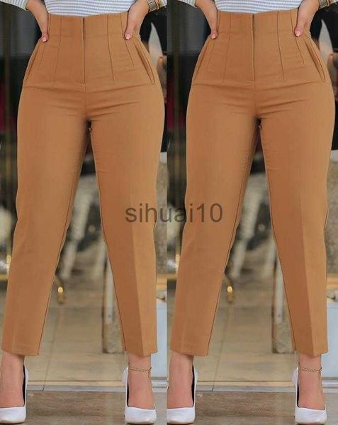 Damenhose, Caprihose, Hose für Damen, 2023, Business-Büro-Dame, Schwarz, hohe Taille, abgeschnitten, elegante Arbeitshose, All-Match-Damenhose J230605