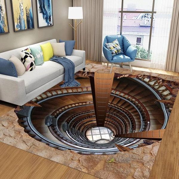 Teppiche Reese Samtweicher Fleece Japanischer Teppich Teppiche Wohnzimmer Wohnzimmer Moderne 3D-Wendeltreppe Bodenschutz Dekor Waschbar