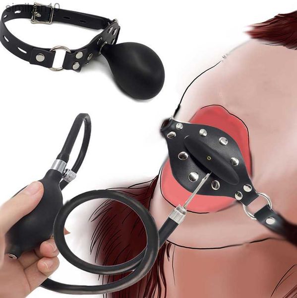 Gonfiabile Penis Gag Bocca aperta Gag Orale Dildo Plug Pompa separata Espandibile Big ButtPlug Dilatatore anale Blocco Bondage BDSM Sex Toy L230518