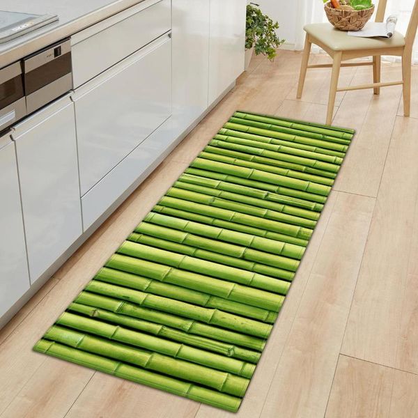 Tappeti Tappeti in erba di bambù verde 3D Tappetino antiscivolo assorbente Bagno Cucina Pavimento Camera da letto Soggiorno Tappeto Tappeto per corridoio