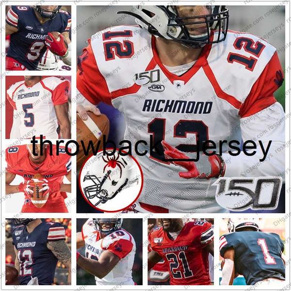 thr Custom 2020 Richmond Spiders Football # 5 Keyston Fuller 10 Beau English 12 Joe Mancuso 15 Isaac Brown Uomo Youth Kid Maglie 4XL