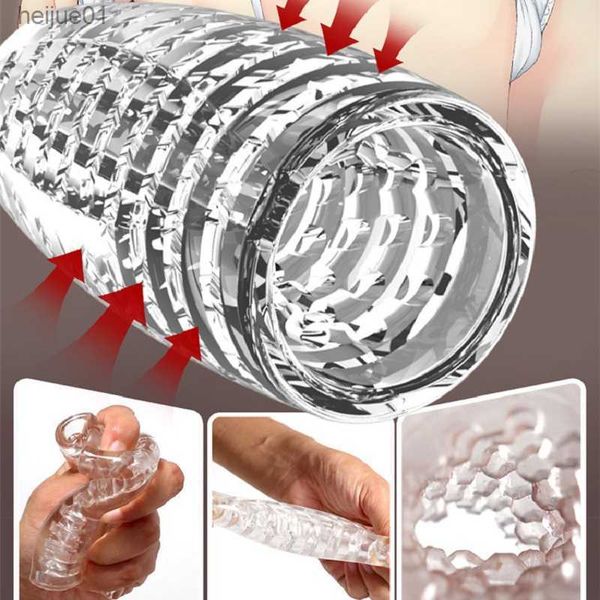 Fios de Lã Vagina Masculino Copo Masturbador Bichano Macio Ferramentas Sexuais Transparente Endurance Exercício Vácuo Bolso Copo para Homens Brinquedos Sexuais Sexy Underw L230518