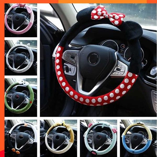 New Universal 38cm Cute Cartoon Car Steering Wheel Accessories Set Bowknot Steering Wheel Cover Accessori auto