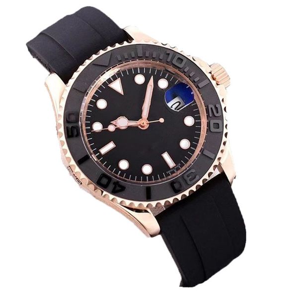 Herren-Luxus-Sportuhr aus Everose-Gold II, schwarzes Zifferblatt, automatische Herrenuhr, Designer 2813 Automatikwerk, wasserdicht, mechanische Mode-Armbanduhr