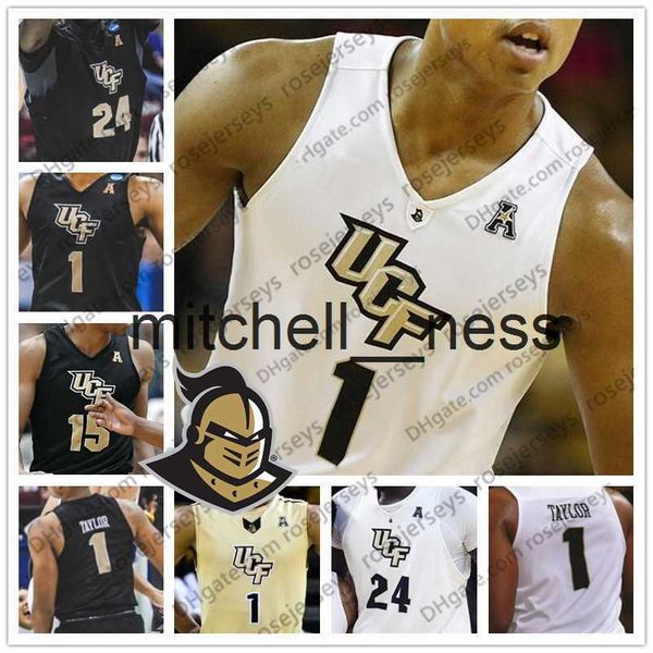 Mit8 NCAA UCF Knights #2 Terrell Allen 15 Aubrey Dawkins 35 Collin Smith 12 Dazon Ingram Gold White Black Men Youth Kid Jersey 4XL