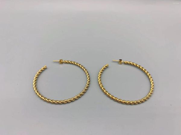 Pendientes de aro de lujo para mujer, joyería con Cable giratorio chapado en oro de 18K, 10 pares, 30m, 40mm, 50mm, Color dorado y plateado