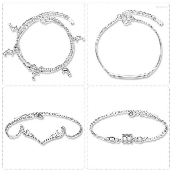 Braccialetti con ciondoli Braccialetto a vita piccola squisito Semplice collegamento di corna di delfino Gioielli placcati in argento regolabili per donne Ragazze