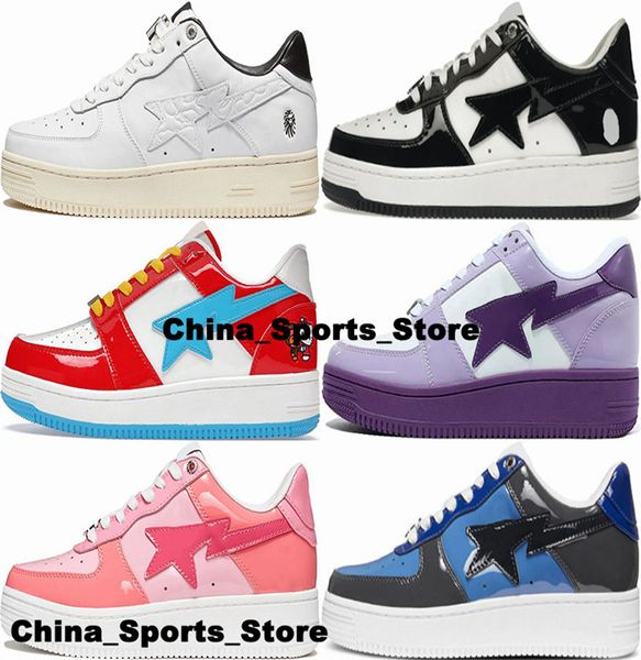 Scarpe da ginnastica A Bathing Ape BapeSta Low Us12 Scarpe Taglia 12 Uomo Casual Us 12 Scarpe da ginnastica da palestra Designer Eur 46 Scarpe da donna Camo Combo Rosa Giallo Running Tennis Zapatos