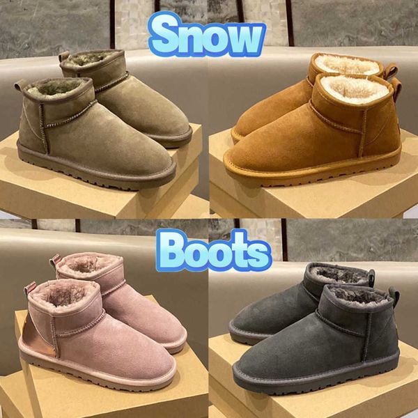 Stivali Stivali da neve australia Tazz Suede Classic Ultra Mini Boot Stivali con plateau in shearling Pantofole firmate color castagna Stivaletti invernali scarpe con ciabatte da donna Design avanzato