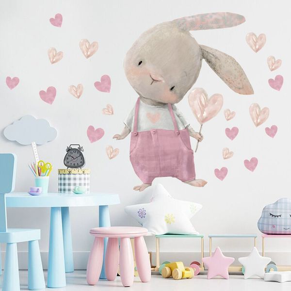 Симпатичные наклейки на стены для кролика для детских комнат детские девочки детский комната
