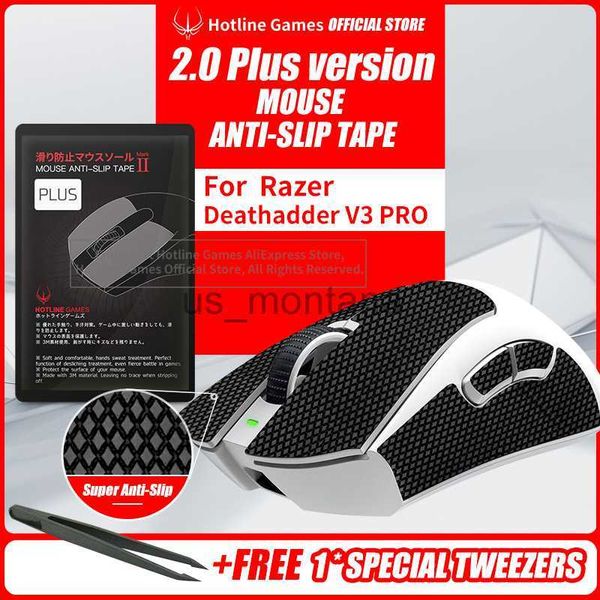 Mice Hotline Games 20 Plus Mouse AntiSlip Grip Tape para Razer DeathAdder V3 ProGrip Upgrade Absorção de umidade Pré-corteFácil de aplicar J230606