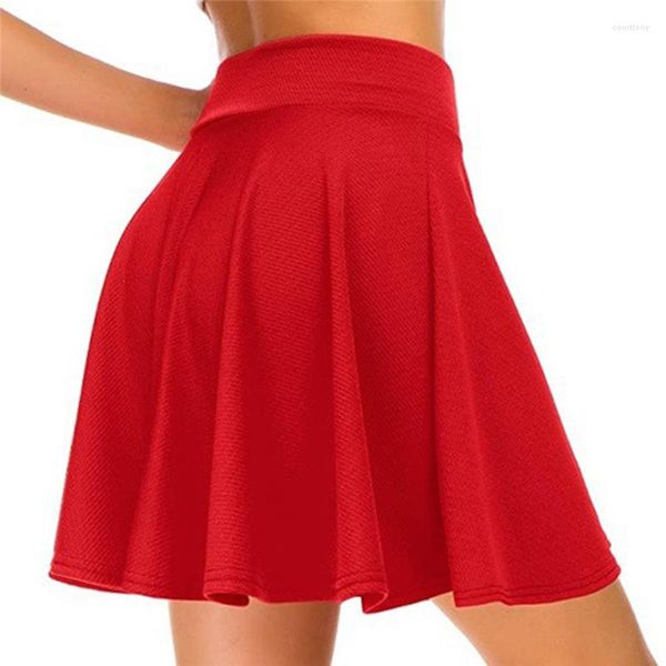 Saias 2023 Verão Cor de cor plissada de cor sólida Sexy mini curta cintura alta elástica damas meninas tutu vestido de baile escolar