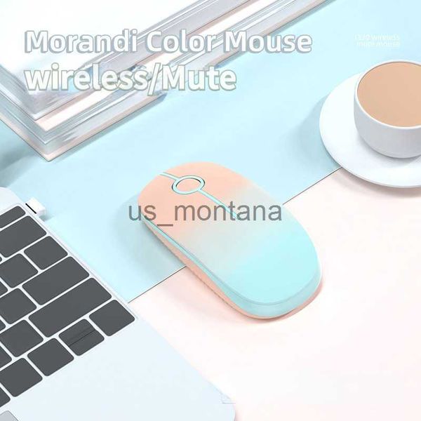 Ratos Fashion Gradient Color Pink Blue 24G Wireless Mouse Computer Mouse Gaming 1600 Dpi Silent Ergonomic Mause for PC Laptop J230606