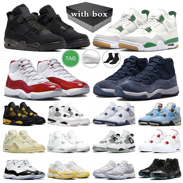 Tênis de basquete OG Jumpman 4 Militar Preto Gato 4s Cherry 11s Pine Green Cool Grey 11 Yellow Snakeskin tênis masculino tênis feminino esportes ao ar livre