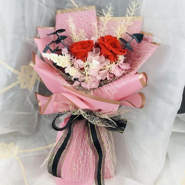 Dekorative Blumen Rose Eternelle Geschenkbox Getrocknete Blumen Echter Valentinstag Kreativ Konservierter Großhandel Hochzeitsstrauß