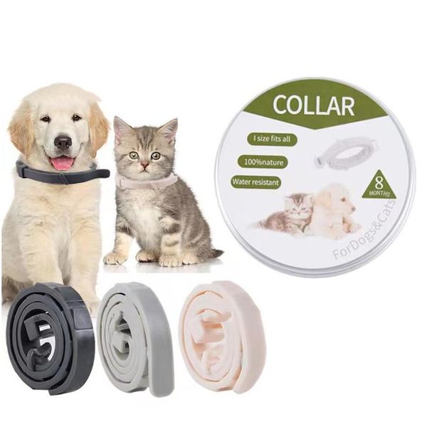 Remédios para pulgas para cães Repelente para pulgas para cães Coleira de óleo essencial ajustável para gatos Coleiras para insetos Antipulgas para cachorros Pequenos grandes pulgas Dhv8H