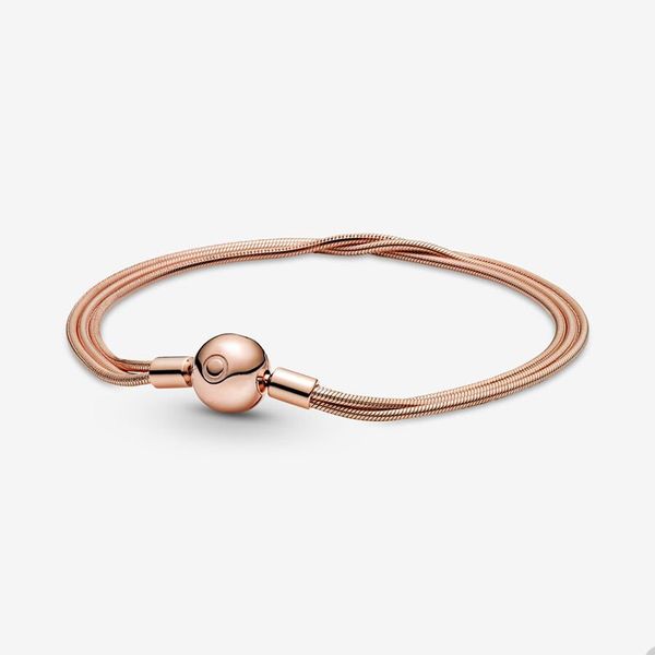 Armband aus 18 Karat Roségold mit Perlen für Pandora Moments-Armbänder mit mehreren Schlangenketten, Designer-Schmuck für Frauen, Mädchen, Freundin, Geschenk, Hochzeitsarmband mit Originalverpackung