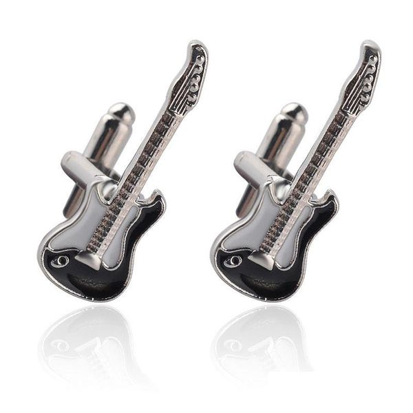 Boutons de manchette Émail Guitare Mode Hommes Costume Chemise Bouton Boutons De Manchette Cadeau De Mariage Volonté Et Sandy Drop Livraison Bijoux Cravate Clas Dhgtv