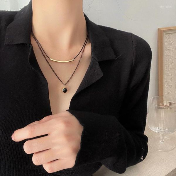 Collane con ciondolo Collana girocollo da donna Regalo a doppio strato per amico Accessori per gioielli con colletto nero semplice