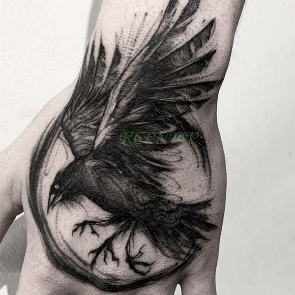Tatuagens temporárias Adesivo de tatuagem à prova d'água Águia Corvo Olho gótico Tatuagem falsa Flash Tatuagem Mão nas costas Arte do braço para menino Mulheres Homens 230606