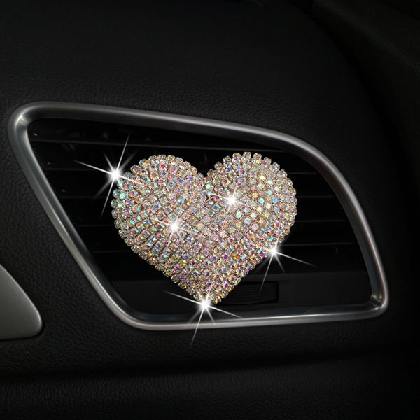 Ambientador de ar para carro Bling Heart Decoração de carro Aromatizador de ar saída automática Clipe de perfume Difusor de aroma para carro Acessórios para carro Meninas Presentes fofos 230605