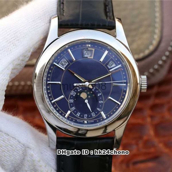 Altri orologi Migliore qualità KMF 5205G-013 Complicazioni Calendario annuale 40mm Cal.324 Orologio da uomo automatico Quadrante blu Cinturino in pelle Orologi da uomo J230606