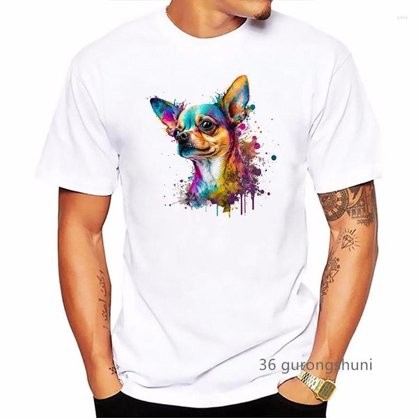 Camisetas masculinas coloridas chihuahua/boxer/yorkshire terrier/pastor alemão/dachshund estampado camisa masculina kawaii amante de cães camisetas masculinas tops