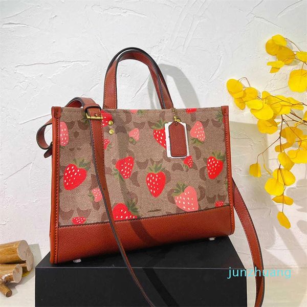 Designer -Arrival Strawberry Print Tote Bag Fashion Designers Handbag Totes Letter Large Capacity Shopping Bags Women Trendy Shoulder