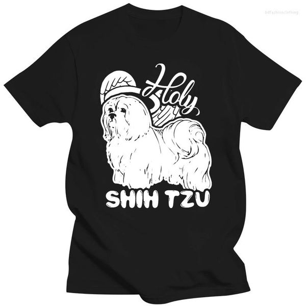 Erkekler Tişörtleri Sevimli Shih Tzu Gömlek Erkekler Pamuk Kadın T-Shirts Crew Boyun Sokak Giyim