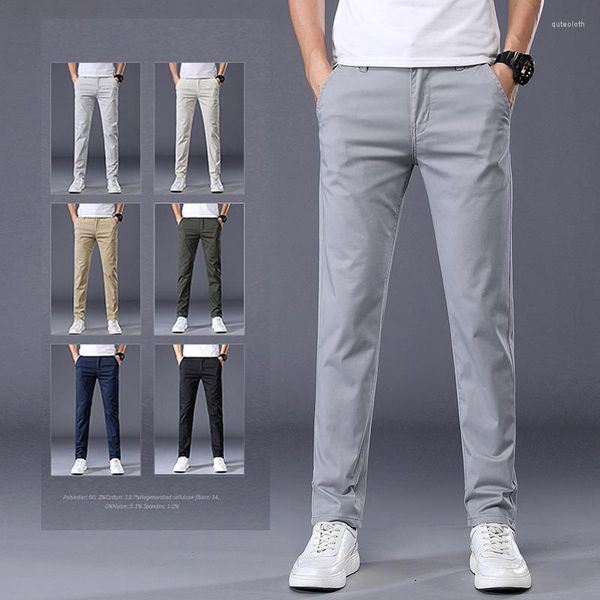 Pantaloni da uomo 2023 Summer Casual Fashion Tinta unita Business Trim Cotton Stretch Classic Straight