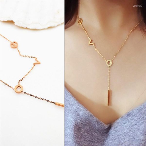 Ketten KSRA 2023 Modemarke Frau Schmuck Rose Gold Farbe Micro Zirkon LIEBE Anhänger Halskette 316 L Edelstahl Bijoux Femme Geschenk