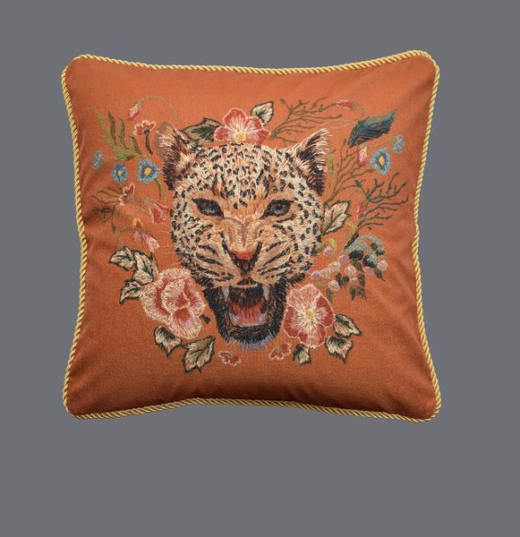 Lion Tiger Head Printed Cucky Tassel Coush Coash Cover Pillowcase Роскошная декоративная наволочка для дивана стула гостиной