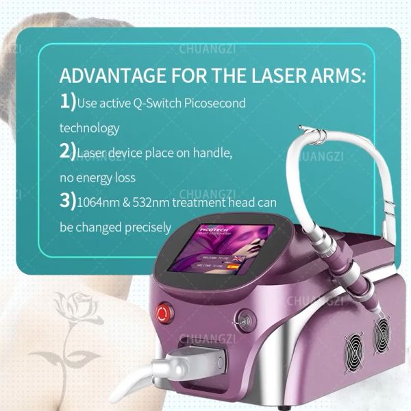 2023 Lasermaschine zur Tattooentfernung mit neuer Technologie im Pikosekundenbereich für CE-Zertifizierung. Dunkle Flecken, Q-geschaltetes Nd-Yag für Melasma