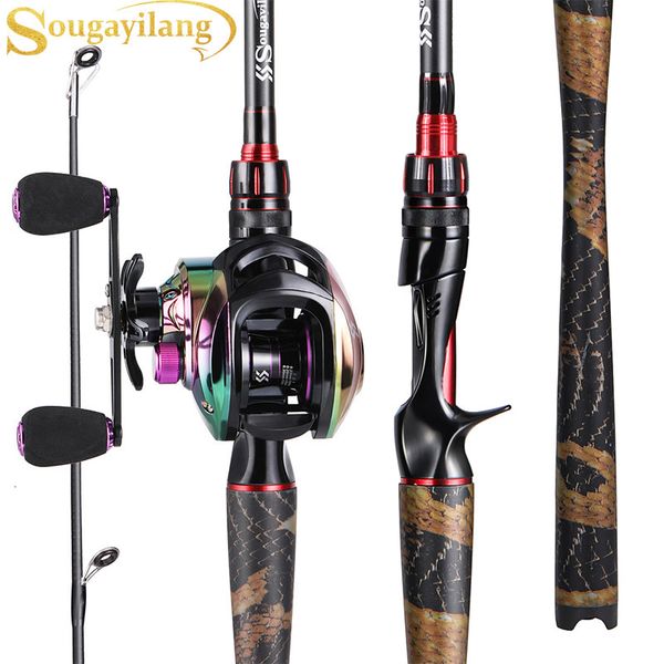 Mulinello Canna Combo Sougayilang Set da Pesca 1.98m Canna da Casting in Fibra di Carbonio e Mulinello Baitcasting da 191BB Max Drag 15kg Tutto per Attrezzi da Pesca Pesca 230606