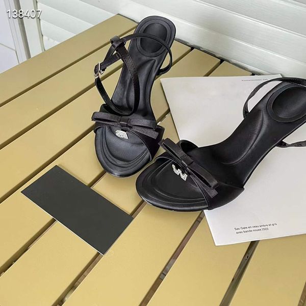 Mode Damen Sandalen Pumps Senior Jenlove W Metallbuchstaben Dekoration Italien Elegante Schleife Clare Sling Slingback Design Hochzeit Party Sandale High Heels Box EU 35-43