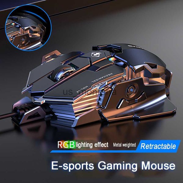 Ratos ergonômicos para jogos com fio led 12800 dpi usb computador mouse gamer rgb mouses mk500200 mause com cabo de luz de fundo para pc portátil j230606