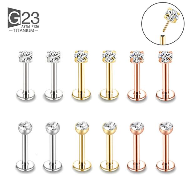 Носовые кольца -шпильки 10pcs 201816g G23 Piercing Cz Lip Labre Serg