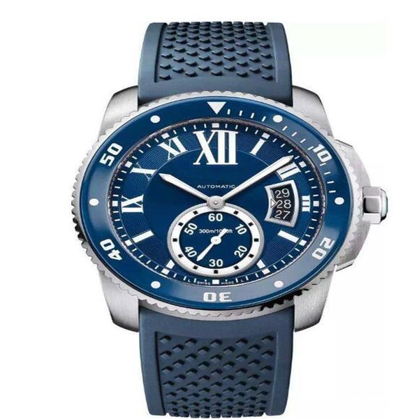 Relógio fashion com botão de pedra azul série de calendário branco mostrador automático com fivela mecânica relógio de pulso masculino 10223S