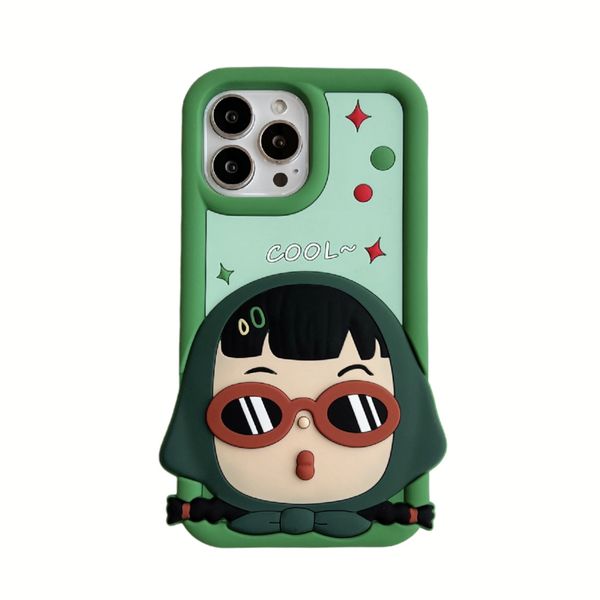 3D Aktuelle Cool Girl Handyhülle für IPhone 14Pro Max 13Plus 12 11 X XR/XS INS Stil Cartoon Niedliche Silikon stoßfeste Abdeckung