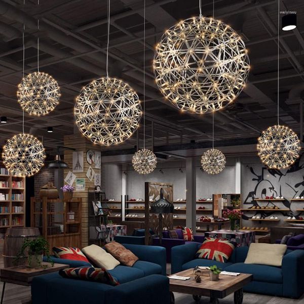 Lampadari LED Art Lampadario Lampada a sospensione Luce Nordic Novità Spark Ball Fuochi d'artificio rotondi Hanging Restaurant Lobby Home Fixtures