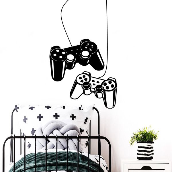 Vinil Gamer Criativo Adesivos de Parede Gamepad Papel de Parede para Decoração de Sala de Jogos de Meninos e Crianças Adesivo Mural Decalque Decoração de Casa