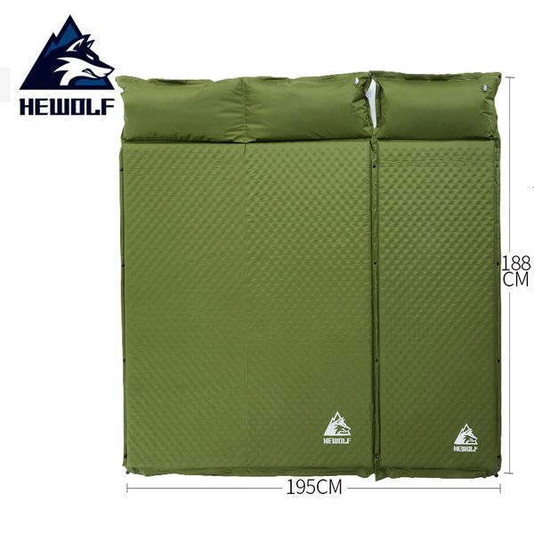 Almofadas ao ar livre HEWOLF 2 1 emendado ao ar livre de espessura 5 cm automática almofada inflável almofada tenda esteiras de acampamento cama colchão 2 cores 230605