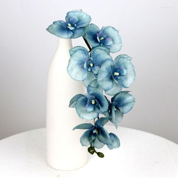 Flores decorativas 8 cabeças de borboleta artificial outono orquídea flor de seda para casamento festa em casa decoração faça você mesmo ramo falso