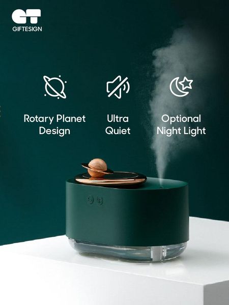 Luftbefeuchter GIFTESIGN Saturn Mist Luftbefeuchter mit Rolling Planet Desktop USB Powered Luftbefeuchter für Schlafzimmer kreatives Design Geschenk