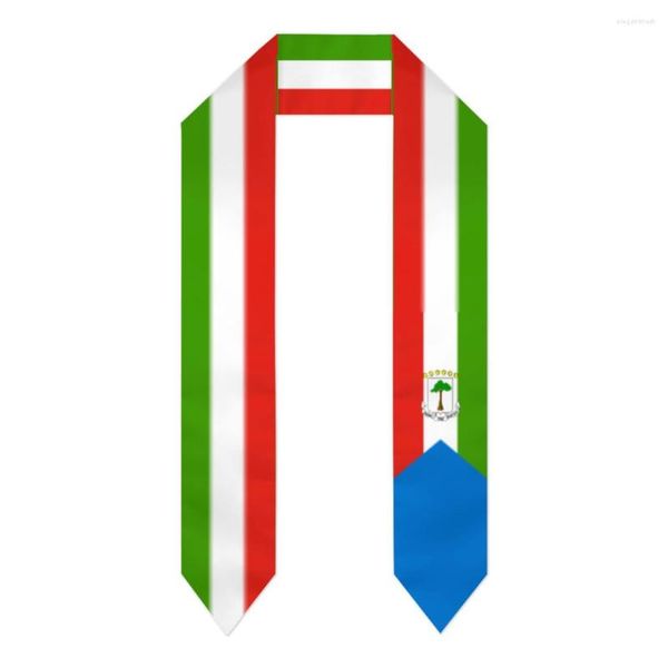 Cachecóis Faixa de Formatura Cachecol com Bandeira da Guiné Equatorial Estola Azul Safira Com Listras Estrelas Vestido de Bacharel Acessório Fita 180 14cm