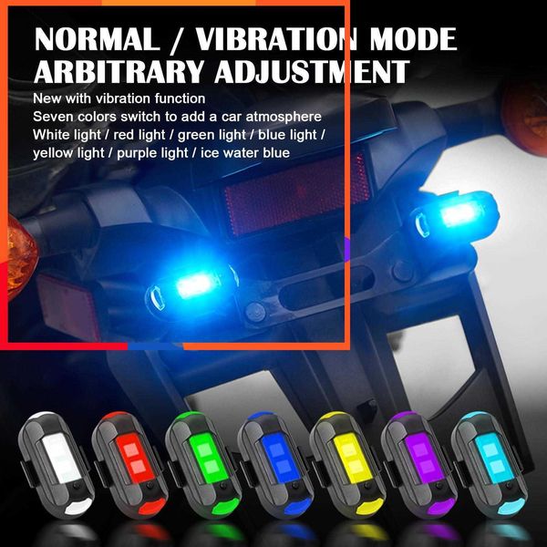 Nova luz estroboscópica de drone de 7 cores USB LED anti-colisão rabo de bicicleta / modelo de aeronave voando à noite mini sinal piscando luz de advertência