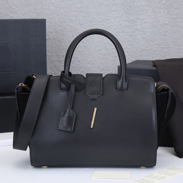 Großkapazität Einkaufsbeutel Frauen Schwarze Umhängetaschen Designer Handtasche Hardware Brief Schnalle Accessoires Cowide Leder Reißverschluss Offener Top -Qualitäts -Handtaschen